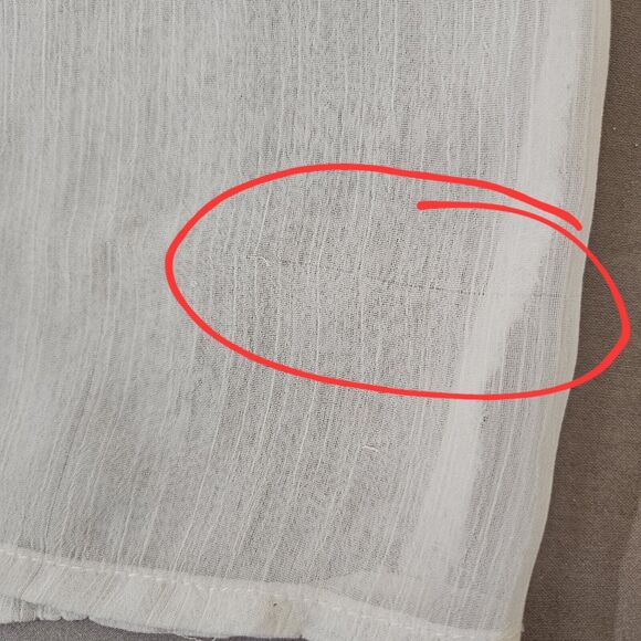 American Rag Cie Womens Peasant Top Sz L Ivory Sheer Boho Blouse Oversized Vtg - Picture 13 of 16